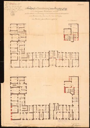 Arbeiterwohnhäuser, Berlin-Friedrichshain: Bauakte Bauherr: Grundrisse, Schnitte, Ansichten, Nachträge, 1:100