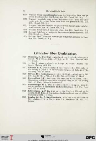 Literatur über Brakteaten (Nr. 1025-1032)