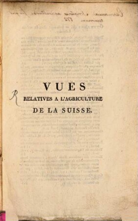 Vues relatives à l'agriculture de la Suisse