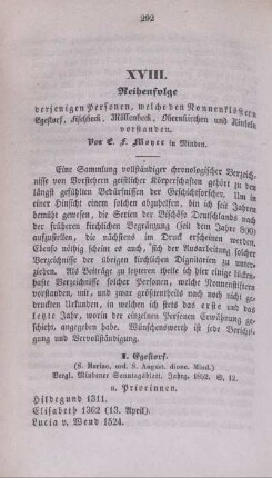 XVIII. Reihenfolge derjenigen Personen, welche den Nonnenklöstern Egestorf, Fischbeck, Möllenbeck, Obernkirchen und Rinteln vorstanden.