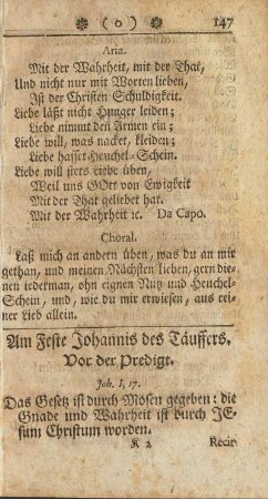 Am Feste Johannis des Täuffers.