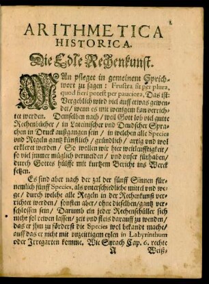 Arithmetica Historica. Die Edle Rechenkunst.