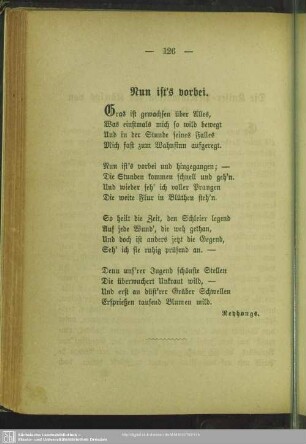 Nun ist's vorbei