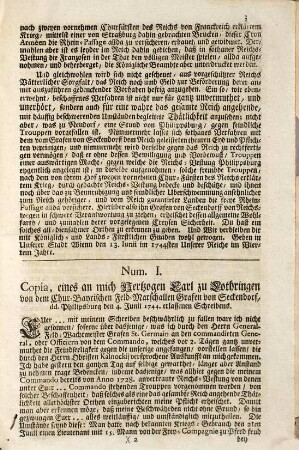 Circular-Rescript, So Ihro zu Hungarn und Böheim Königliche Majestät an Dero auswärtige Ministros allergnädigst ergehen lassen : [Wienn den 13. Iunii im 1744sten ... Jahre]