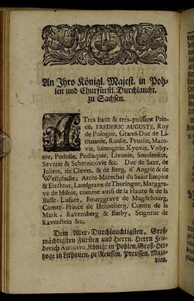 An Ihro Königl. Majest. in Pohlen und Churfürstl. Durchlaucht. zu Sachen.