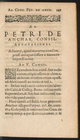 Ad Petri De Anchar. Consil. Annotationes.