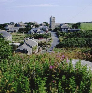 Zennor (Cornwall). Ortsansicht von Süden