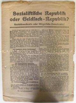 Flugblatt der SPD zur Wahl der Nationalversammlung 1919