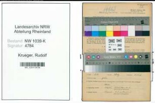 Entnazifizierung Rudolf Krueger , geb. 04.05.1901 (Angestellter)