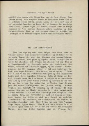 III. Det Antirationelle