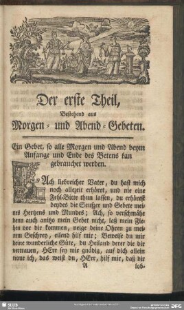 Der erste Theil, Bestehend aus Morgen- und Abend-Gebeten