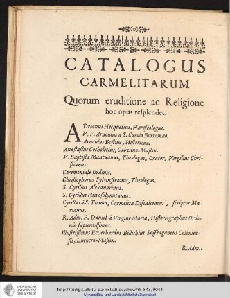 CATALOGUS CARMELITARUM