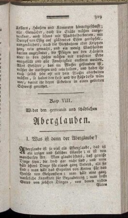 Kap. VIII. Wider den gemeinen und schädlichen Aberglauben.