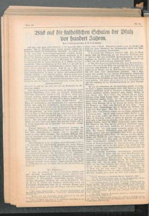 Blick auf die katholischen Schulen der Pfalz vor hundert Jahren