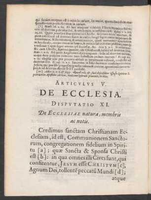 Articulus V. De Ecclesia.