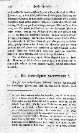 VII. Die vereinigten Niederlande