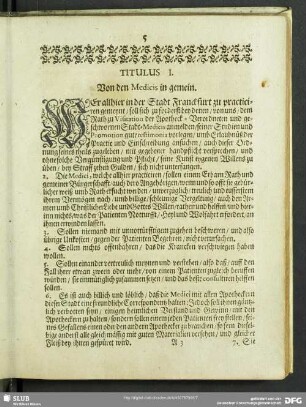 Titulus I. Von den Medicis in gemein