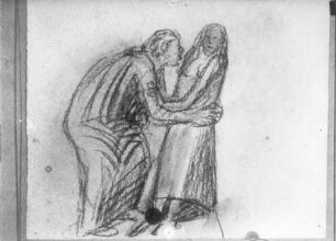 Junges Weib, von einem Manne bedrängt : Junges Weib, von einem Manne bedrängt. Kohlezeichnung; 177 x 135 mm (1911; E. Barlach). Ernst Barlach Stiftung Güstrow III, 85
