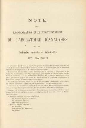 Note sur l'organisation et le fonctionnement du Laboratoire d'analyses ...