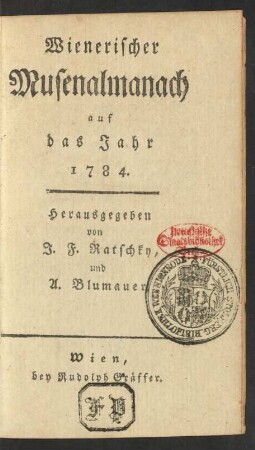 1784: Wienerischer Musenalmanach