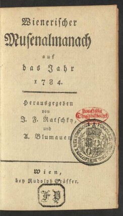 1784: Wienerischer Musenalmanach