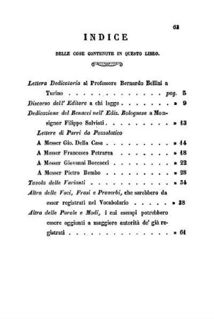 Indice Delle Cose Contenute In Questo Libro.