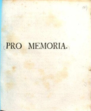 Pro Memoria : Regensburg, den 23sten Novembr. 1756