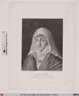 Bildnis Anna Amalia, Herzogin zu Sachsen-Weimar u. Eisenach, geb. Prinzessin von Braunschweig-Wolfenbüttel