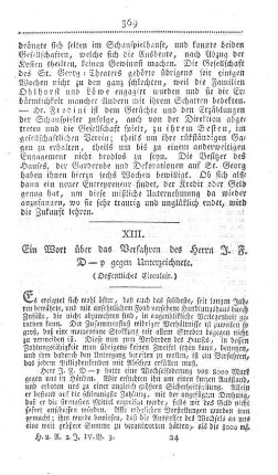 XIII. Ein Wort über das Verfahren des Herrn J. F. D-p gegen Unterzeichnete. (Oeffentliches Circulair.)