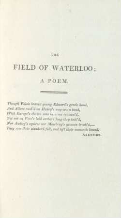 The field of Waterloo; a poem