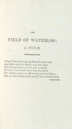 The field of Waterloo; a poem