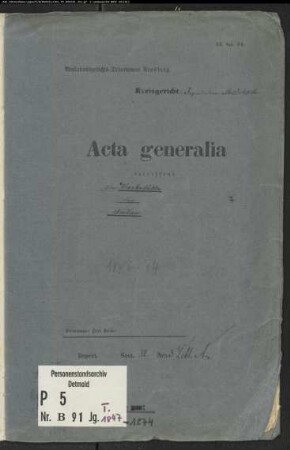 Belegakte zu den Zivilstandsregister der Juden mit den Orten Hallenberg, Medebach, Siedlinghausen und Winterberg (T 1847-1874)