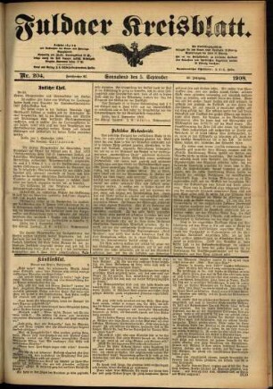 Ausgabe vom Samstag, den 05. September 1908.