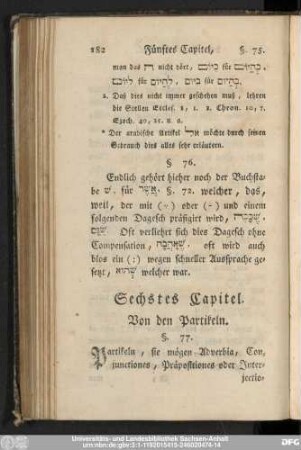 Sechstes Capitel. Von den Partikeln.