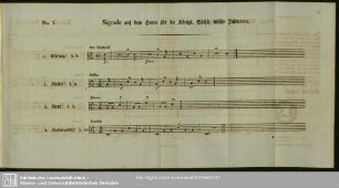 No. I. Signale auf dem Horne für die Königl. Sächß. leichte Infanterie