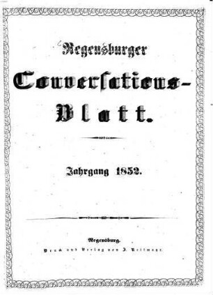 Regensburger Conversations-Blatt, 1852