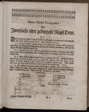 Zweyfache oder gedoppelte Regel Detri.