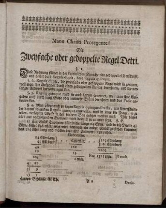 Zweyfache oder gedoppelte Regel Detri.