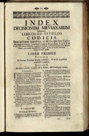 Index Decisionum Mevianarum Secundum Libros Et Titulos Codicis ...