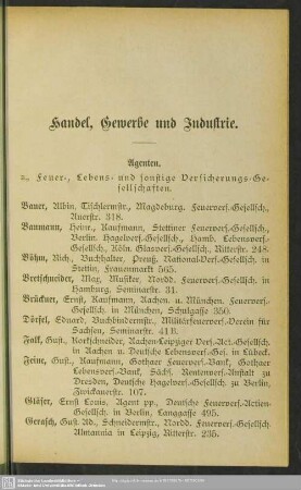 Berufsklassen und Gewerbebetriebe : Handel, Gewerbe und Industrie