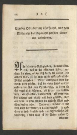 Von der Offenbarung überhaupt, und dem Mißbrauche des Gegensatzes zwischen Natur und Offenbarung