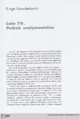 Lata 70. Podróż sentymentalna