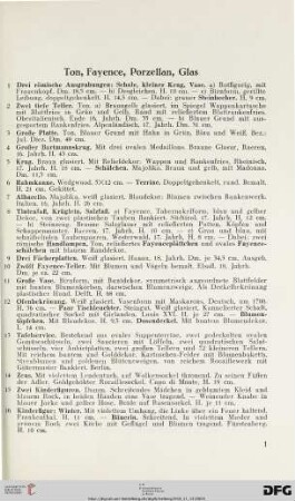Ton, Fayence, Porzellan, Glas (Nr. 1-43)