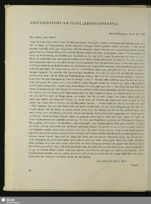 Abschiedsbrief an seine Lebensgefährtin