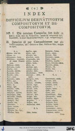Index Difficilum Derivativorum Compositorum Et Decompositorum.