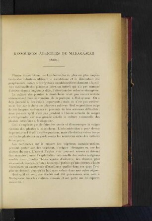 Ressources Agricoles De Madagascar.