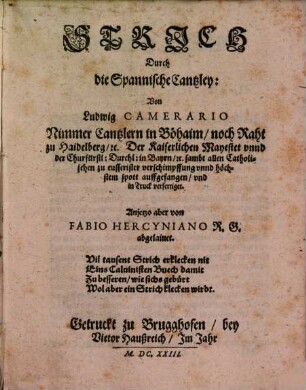 Strich durch die Spanische Canzley von Ludov. Camerario verfertiget
