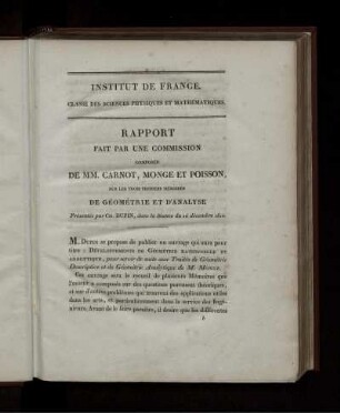 Premier Mémoire. Géométrie Pure.