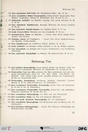 Steinzeug, Ton (Nr. 747-796)