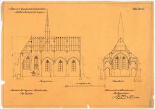 St. Laurentius, Rudersdorf bei Wilnsdorf: Längs- und Querschnitt 1:100